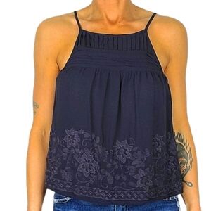Chloe & Katie Tank Top Size X Small Blue Embroider